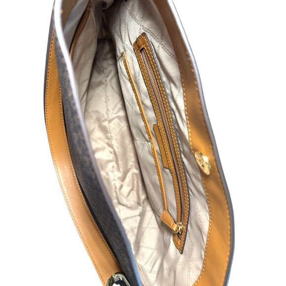 Michael Kors Jet Set Signature Brown Monogram Large Tote Bag - Picture 7 of 13